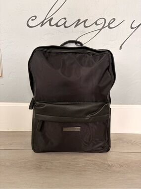 New, Men's Black Backpack with Leather Trim - Sleek Everyday Carry